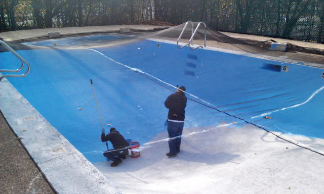 photo of pool painting-with-leaf-netting