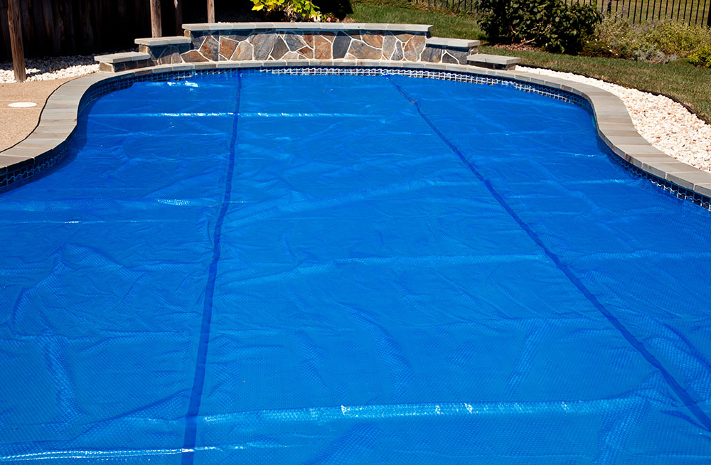 closed pool with pool cover on it