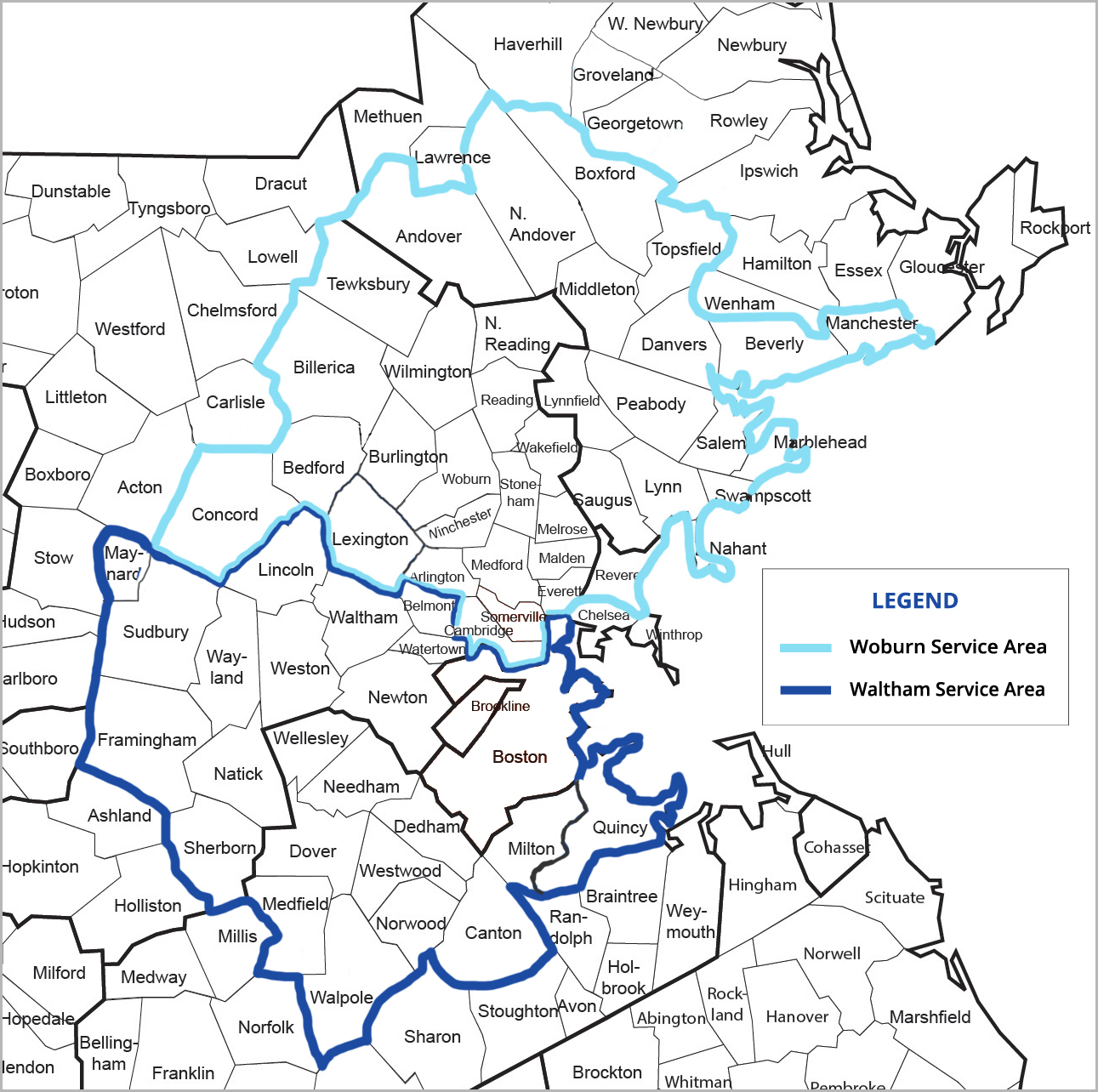 Map of Cities We Serve in Massachusetts